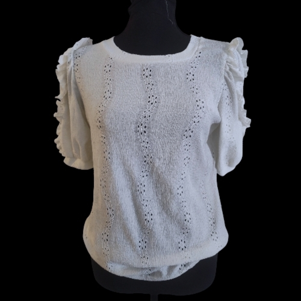 Rosewater Remi White Eyelet Ruffle Blouse